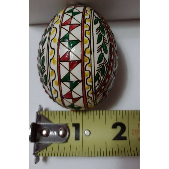 Vintage Romanian Pysanky Hand Painted Real Easter Egg Leaves Double Geometrics - Picture 4 of 4